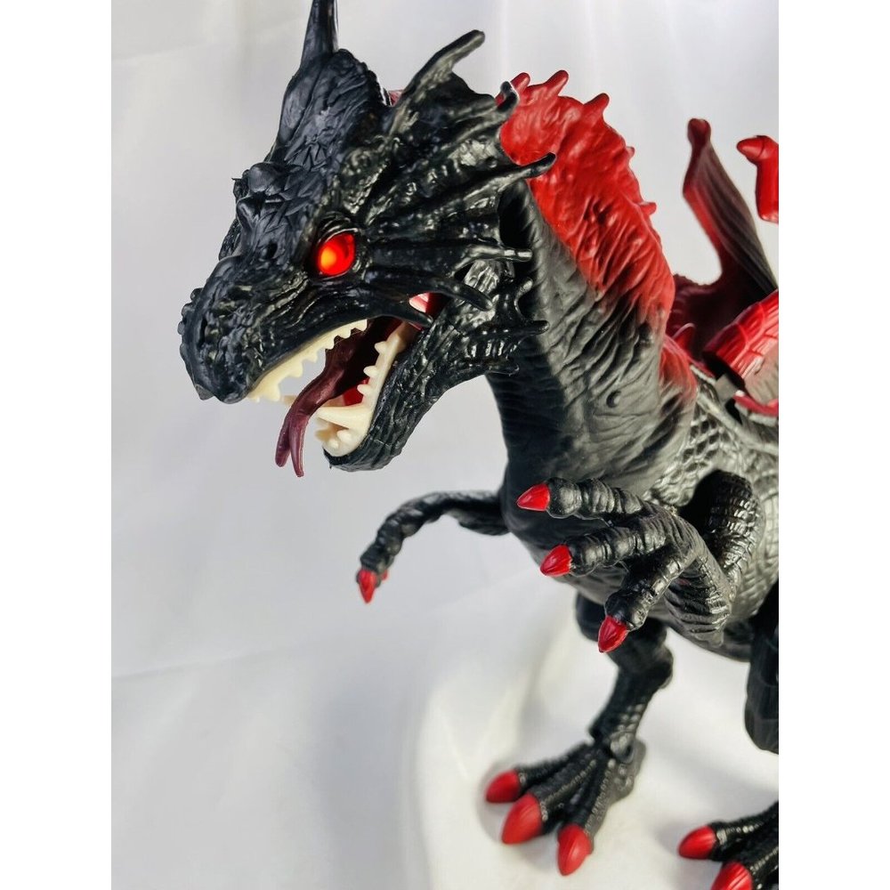 Dragon Large Toy 18 Inch Walking Roaring Moving Dragon-Lighted Red Eyes Black - Picture 12 of 12